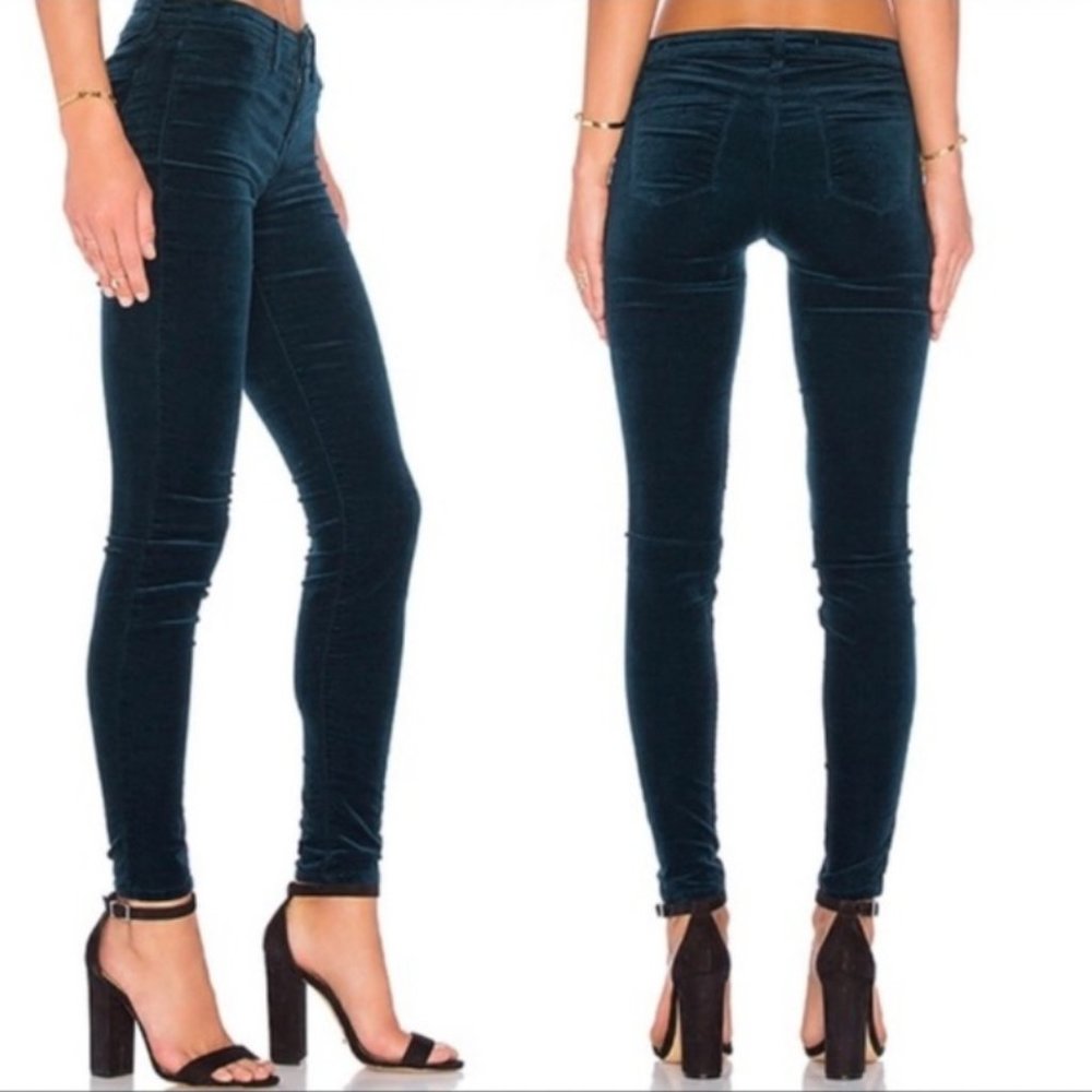 J Brand Black Velvet Velour Skinny Jeans Size 24